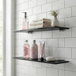 iobiotio Small Shelves, Mini Acrylic Floating Shelf, Display Ledge Plastic Wall Shelves for Figures Plants Accessory, 12 x 4 inch Floating Shelf, Black, 2 Pcs
