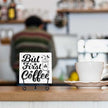 Coffee Bar Decor, Farmhouse Kitchen Table Decor, Coffee Station Accessories, Wooden Decorative Sign with Iron Stand for Table Desk Shelf Display-E23
