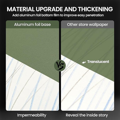 practicalWs Green Contact Paper Peel and Stick Wallpaper with Tools, Modern Removable Wall Paper for Bedroom Walls, 17.7'' x 236.2'' Self-Adhesive Thickened Wallpaper for Kitchen Cabinets and Drawers