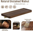 Danpoo 12 inch Floating Walnut wall Shelf, Small Wood Shelf for wall, Waterproof Wooden Shelf for Bathroom