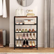 Yusong Shoe Rack Organizer, 5 Tier Industrial Shoe Storage Shelf, Narrow Sturdy Metal Shoe Shelves for Closet Entryway, Rustic Brown
