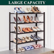 Smiry Bamboo Shoe Rack for Closet, 4 Tier Wooden Stackable Shoe Organizer, Free Standing Shoes Storage Shelf for Entryway, Front Door Entrance, Brown