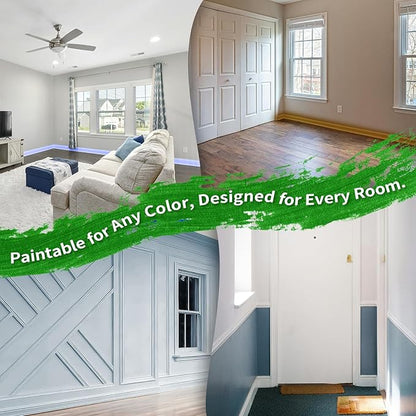 Art3d 8 Pack, 8 ft Each (64 ft Total) MDF Baseboard Wall Molding Trim, Skirting Board Panels, 4.17 in. High, Paintable, Warp-Resistant, Easy Installation for Living Room, Bedroom and Office (White)