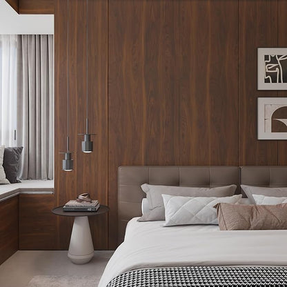 BOMENG Walnut Wood Contact Paper 16x197 inch Dark Brown Wood Wallpaper Peel and Stick Waterproof Removable Faux Wood Grain Vinyl Wrap Vintage Countertop Paper for Drawer Liner Cabinets Walls Desk