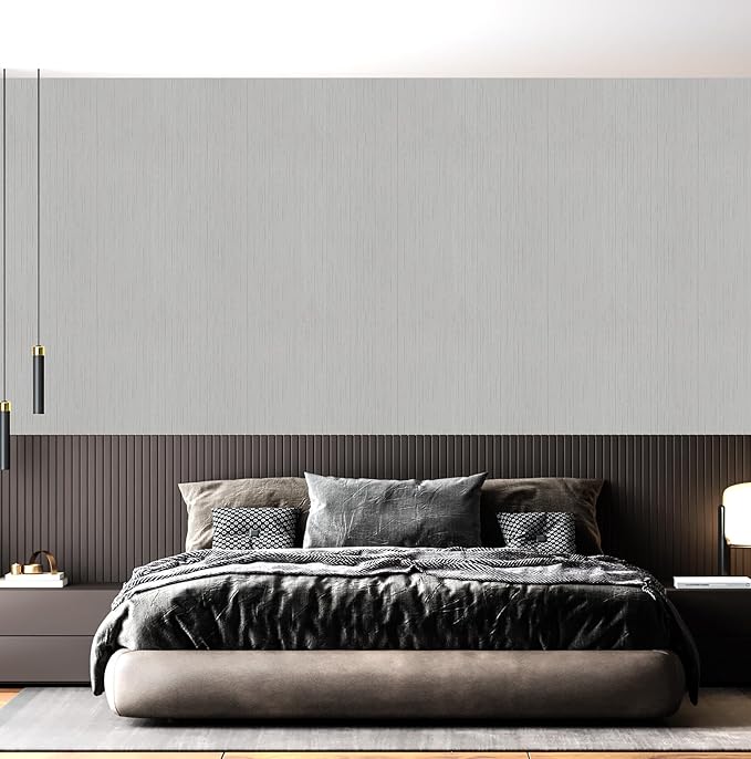 Grey Grasscloth Peel and Stick Wallpaper 15.7" X 120" Textured Self-Adhesive Contact Paper Linen Grasscloth Removable Wallpaper for Cabinets Counter Top Liners
