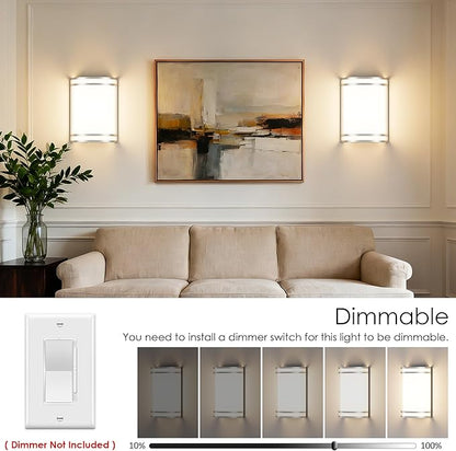Aipsun Modern Wall Sconces 15W LED Indoor Hardwired Wall Sconce Lighting Dimmable Wall Lights for Living Room Hallway Bedroom (Brushed Nickel)
