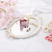 2 Pack - Vintage Decorative White Framed Mirror, Wall Hanging Mirrors & Tabletop Tray for Bedroom Living Room Dresser Decor, Oval- 9.6