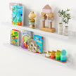 Axeman Oak Picture Ledge Shelf, 36 Inch Floating Shelves Set of 2, Solid Oak Wood Wall Shelves with Lip, Wall Decor Storage for Bedroom Living Room Bathroom Kitchen Nursery Photo Picture, White
