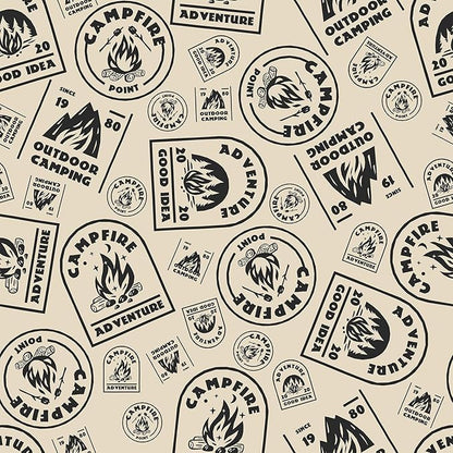 FLFK Beige Wallpaper Peel and Stick Antique Campfire Postmark Contact Paper Removable Self Adhesive Wall Paper for Bedroom Bathroom Cabinet Decor 16" x 128"