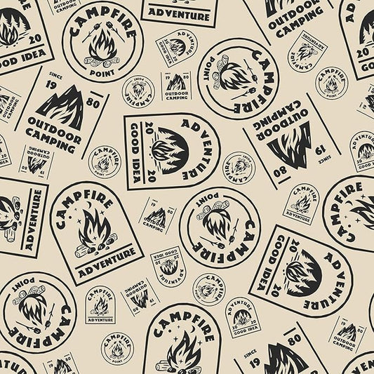 FLFK Beige Wallpaper Peel and Stick Antique Campfire Postmark Contact Paper Removable Self Adhesive Wall Paper for Bedroom Shelf Cabinet Drawers Countertops 16" x 64"