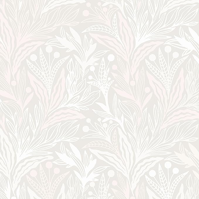 Peel and Stick Wallpaper Boho Contact Paper Beige Neutral Leaf Wall Paper Modern Self Adhesive Removable Wallpaper for Bedroom Living Room Waterproof Vinyl Roll 17.3"x197"