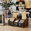 YINMIT Coffee Station Organizer for Countertop, Wood Coffee Bar Organizer with Removable Dividers for Pods, Syrup, Cups, Stirrer, Tea - Office Bar Accessories, Iron Sheet-Vintage Brown