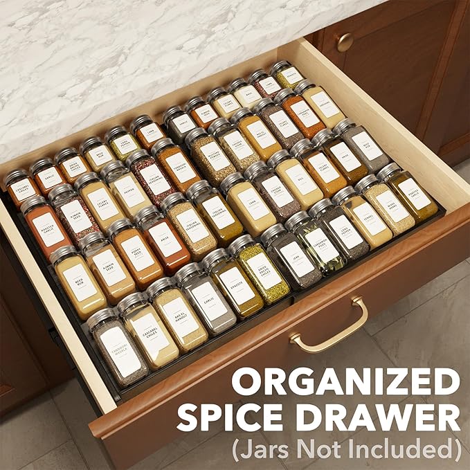 SpaceAid Bamboo Black Spice Drawer Organizer, (Need 3
