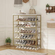 SUOERNUO Shoe Rack Organizer 6 Tier for Closet Entryway Free Standing Metal Storage Shoe Shelf with MDF Top Board，Gold