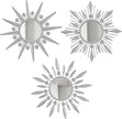 Silver Mirrors Wall Decor, Metal Sunburst Mirror Wall Art Christmas Decorative Mirrors, 9 inch Home Christmas Decoration Rhinestone Small Mirror for Living Room Entryway Set of 3