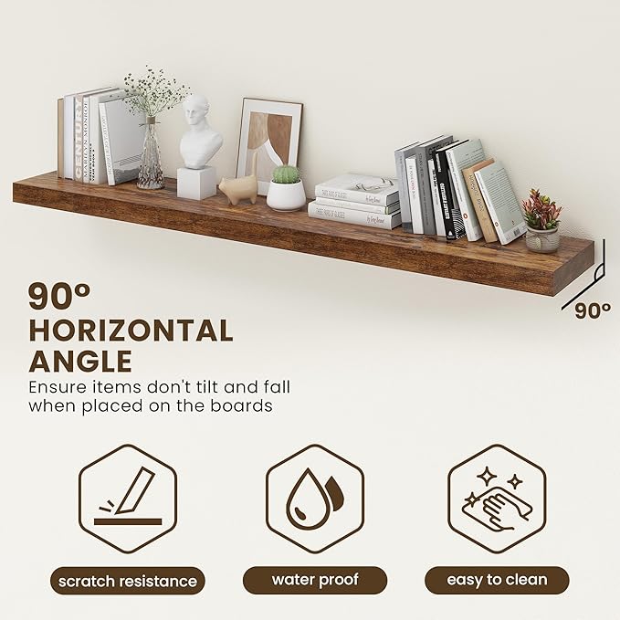 72 Inch Floating Shelves | 12 Inch Deep Floating Shelves Set of 2 | 72