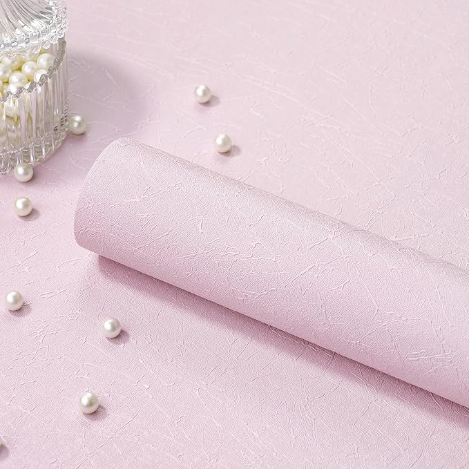 Pink Silk Wallpaper Embossed Peel and Stick Wallpaper Textured Self-Adhesive Removable Contact Paper Waterproof Vinyl Roll for Bedroom Cabinet Furniture 17.7 inch X 120 inch