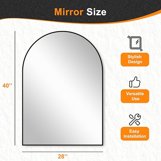 Delma Arched Bathroom Mirror, 28