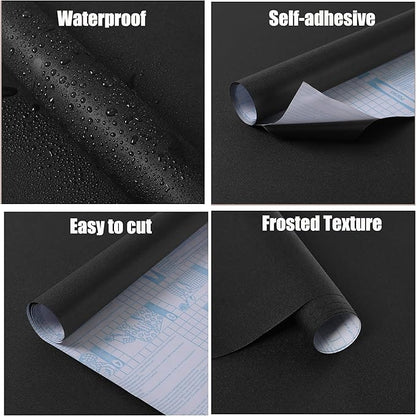 HeloHo Solid Black Wallpaper Matte Textured Peel and Stick Wall Paper Modern Self Adhesive Removable Waterproof Contact Paper for Living Room Bedroom Decor 78.7"X17.3"