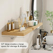 Fun Memories Floating Shelves - 2 Pack 12 Inch Rustic Wooden Wall Shelves - Extra Deeper & Thicker Wall Mounted Storage Shelf for Living Room, Kitchen, Farmhouse - 16