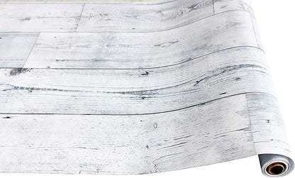 HAOKHOME Peel and Stick Wood Wallpaper Shiplap Light Grey/White/Blue Distressed Wood Plank Removable Shelf Liner Contact Paper 17.7in x 9.8ft