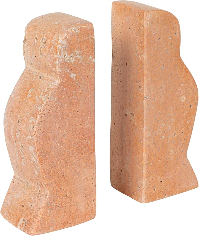 Creative Co-Op Decorative Travertine Wave Bookends, Blush