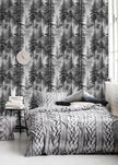 HAOKHOME Forest Peel and Stick Wallpaper Black and White Removable Vinyl Wall Mural for Bathroom Bedroom Accent Wall Self Adhesive Tree Contact Paper 17.3in x 118in