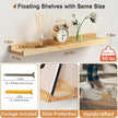 Picture Ledge Shelf, 24 inch Solid Pine Wood Floating Shelves, Floating Book Shelves for Living Room Bedroom Kitchen Decor, Natural Unfinished, No Stain, DIY, Set of 4(Maple Wood, 4Pack 24inch)