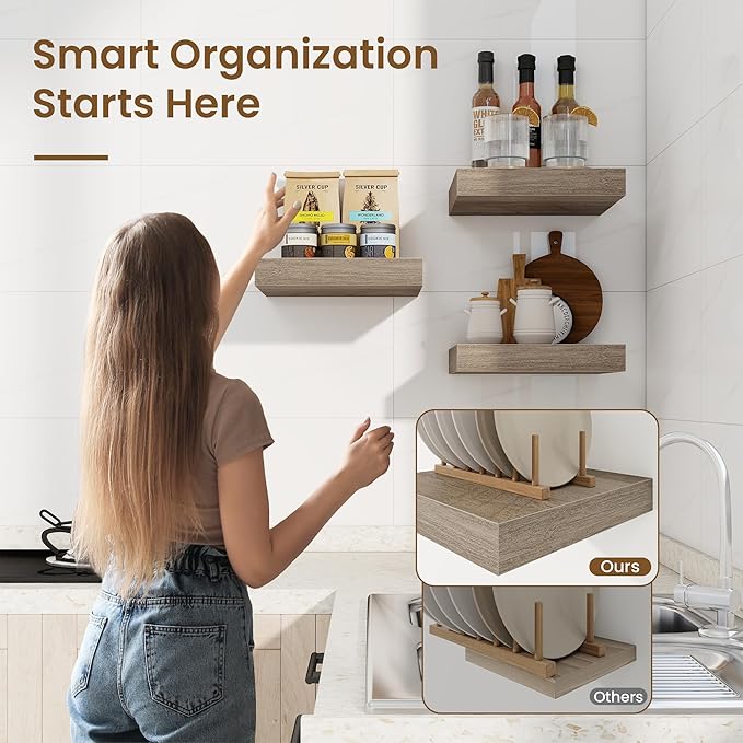 Marsmiles Square Floating Shelves for Wall, 12