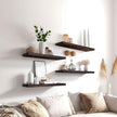 Wood Floating Shelves for Wall Decor, Rustic Wall Shelves for Bedroom Bathroom Kitchen Living Room, Set of 6 Walnut