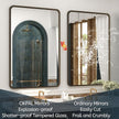 OKPAL 66x36 Bronze Bathroom Vanity Mirror, Brushed Metal Framed Bathroom Mirror, Rounded Bronze Rectangle Mirror for Farmhouse, Bedroom, Anti-Rust (Horizontal/Vertical)