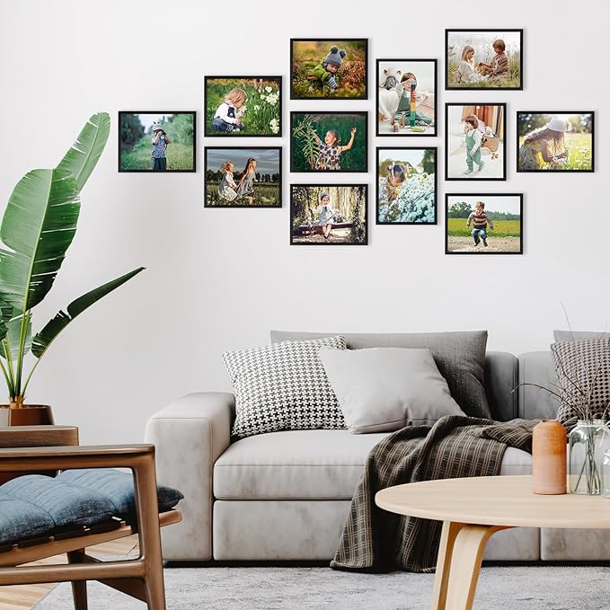 Hoikwo 18 Packs 8.5x11 Black Multi Plastic Picture Frames Set with Plastic Cover, Certificate Frames for Document Diploma Award, Light Weight Bulk 8.5 by 11 Frames Pack for Wall Hanging and Table