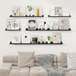 RICHFOCUS Picture Ledge Shelf, 24 inch Floating Shelves Set of 2, Wood Wall Shelves with Lip, Wall Decor Storage for Bedroom Living Room Bathroom Kitchen Nursery Photo Picture, Black