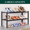 Smiry Bamboo Shoe Rack for Closet, 2 Tier Wooden Stackable Shoe Organizer, Free Standing Shoes Storage Shelf for Entryway, Front Door Entrance, Brown
