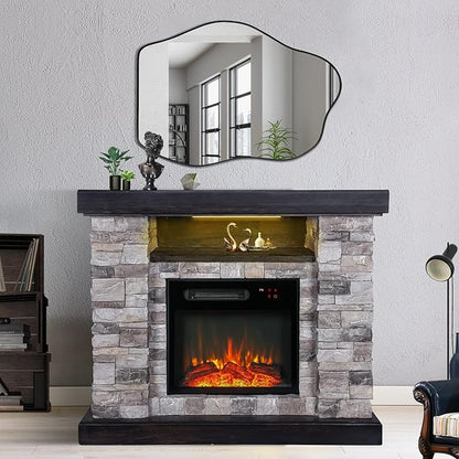 POZINO Irregular Mirror, 28"x20" Asymmetrical Wall Mirror, Modern Odd Shaped Mirrors, Abstract Frameless Mirrors for Wall Decor Living Room Bathroom Bedroom Entryway, Hangs Vertically or Horizontally