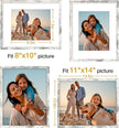 Vittanly 11x14 Picture Frame Set of 4, Display Pictures 8x10 with Mat or 11x14 without Mat, Engineered Wood with HD Plexiglass, Gallery Photo Frames for Wall or Tabletop Display, Distressed White