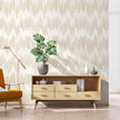 WENMER Beige Wallpaper, Modern Peel and Stick Wallpaper, Striped Wallpaper, Beige Geometric Wallpaper, 17.7''×394'' Contact Paper, Beige Self Adhesive Removable Wallpaper for Bathroom Cabinets Kitchen