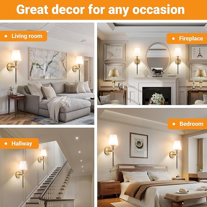 Battery Operated Wall Sconces Set of 2, Wireless Wall Light with 10000mAh RGB Dimmable Magnetic Bulb, Rechargeable Wall Sconce with Remote Control for Bedroom Living Room