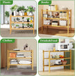 RONGJlA 3 Tier Bamboo Shoe Rack for Closet Free Standing Wood Shoe Shelf Storage Organizer for Entryway Small Space Stackable, Natural