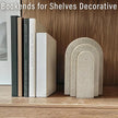 Heavy Duty Bookends for Shelves, 6.6 LBS Heavy Book Ends for Heavy Books, Decorative Modern Bookends with Faux Sandstone Look, Layered Arch Book Stopper for Bookshelf Holder Set of 2, Beige