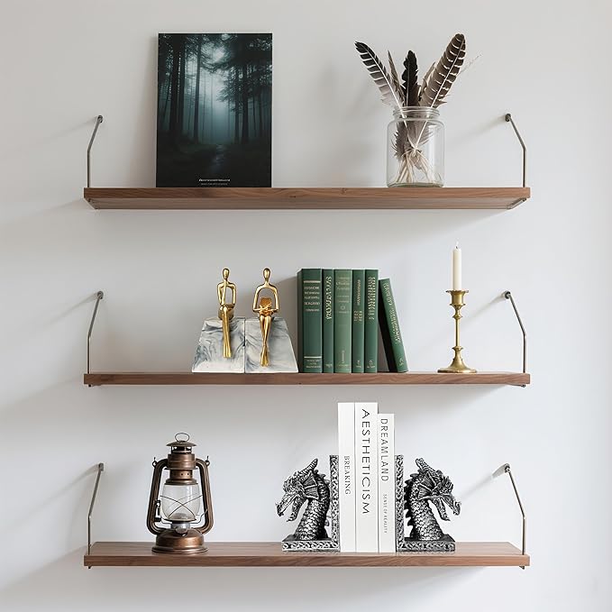 Book Ends for Shelves to Hold Books Heavy Duty,Decorative Bookend for Bookshelf Décor, Animal Dragon Book Stopper Dragon Statues for Home, Office Desk, Living Room Decoration,Vintage Silver,1pair