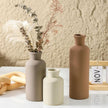 Ceramic Vase Set of 3, Flowers Neutral Modern Vases Home Decor Rustic Farmhouse Decor Pampas Vase for Table Mantel Entryway Shelf Living Room Kitchen Bathroom - Brown