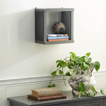Deco 79 Wall Shelf, 12" L x 7" W x 12" H, Grey