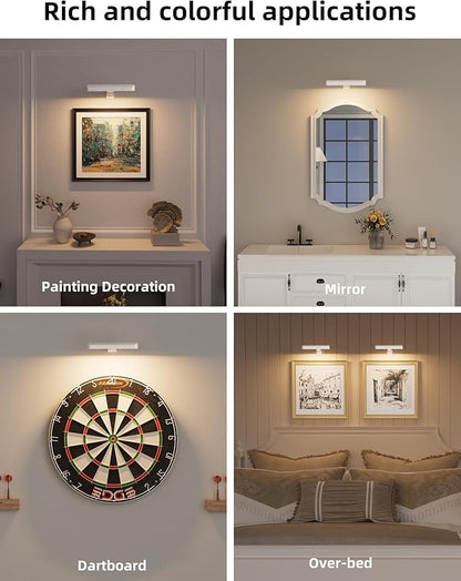 VOLISUN Picture Lights for Wall, Rechargeable Picture Light Battery Operated, 3 Color Temperatures Cordless Picture Light with Remote, Art Lighting for Paintings, Gallery, Portrait, 3 Pack (White)