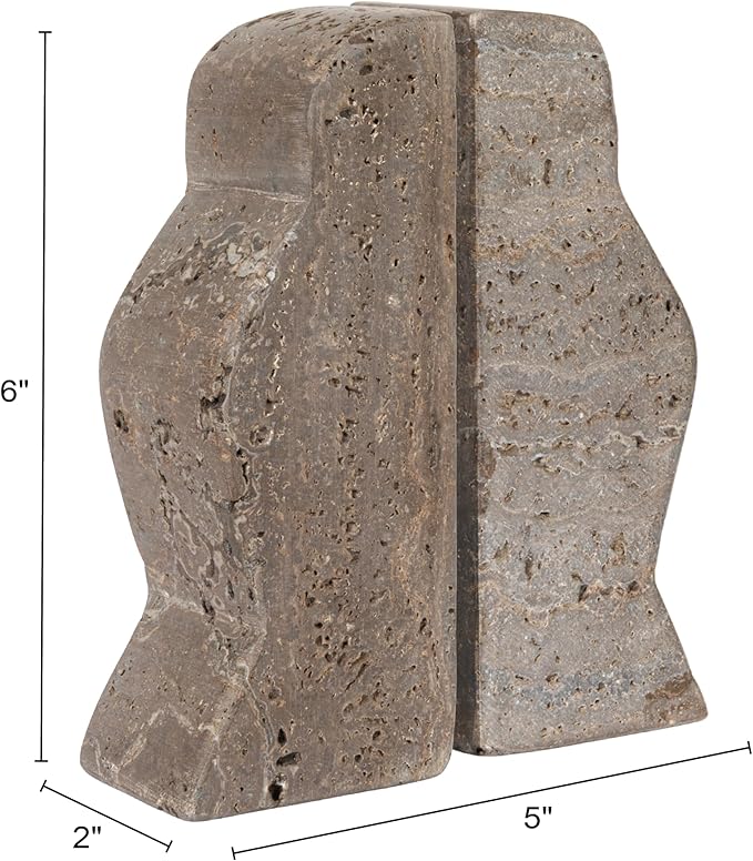 Creative Co-Op Decorative Travertine Wave Bookends, Grey