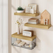 Bathroom Floating Shelves for Wall,16 inch Wall Mounted Floating Shelf Toilet Organizer and Storage,Small Farmhouse Decor Shelf,Oak,Set of 3