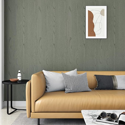 Wallercity Thick Green Wood Grain Contact Paper for Countertops Peel and Stick Green Wallpaper Self Adhesive Removable Vinyl Wrap for Counters Wood Wallpapers for Bathroom Kitchen Cabinets 15.8x236 IN