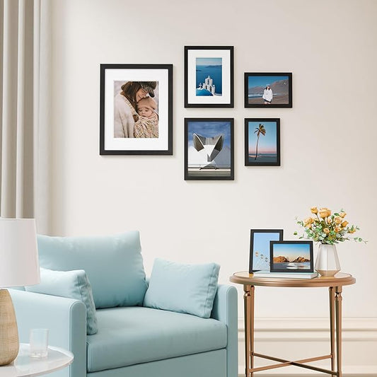Vittanly 7 Pack Picture Frames, Picture Frames Collage Wall Decor for Wall or Tabletop Display, Multi Sizes with 1Pcs 11x14, 2Pcs 8x10 and 4Pcs 5x7 Photo Frames, Gallery Wall Frame Set in Black