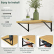 Floating Shelves, 12 Inch Deep Rustic Wood Wall Storage, 24W x 12D Wall Shelves Set of 2, Heavy Duty Metal Brackets, Large Industrial Book Shelf for Living Room, Kitchen, Bedroom, Oak