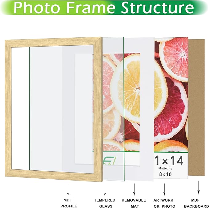 FrameWorks 2-Pack, 12x12 Matted to 8x8 Picture Frame, Natural Oak – Classic Wooden Photo Frame with Tempered Glass, Modern Matte Finish for Prints, Posters, Certificates & Wall Decor – Gallery-Ready
